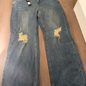 Fashion Nova Blue Distressed Boyfriend Jeans